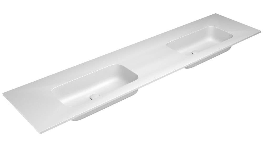 Van Marcke by Falper Fin tablette double 2lavabos L2005xW505xH143mm blanc mat vue 1