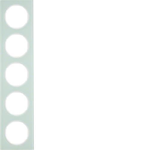 Plaque de recouvrement 5 postes Berker R.3 Verre, Blanc polaire vue 1