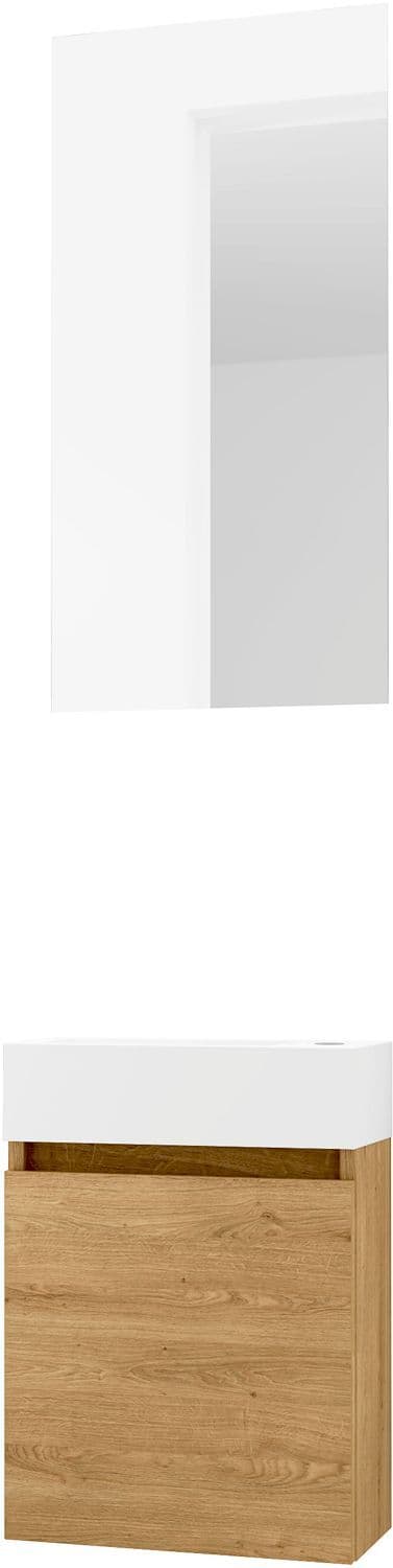 LAVE-MAINS FORM MINI MARBRE DE SYNTHESE/ 1 PORT/MIROIR CHENE NORDIC vue 1
