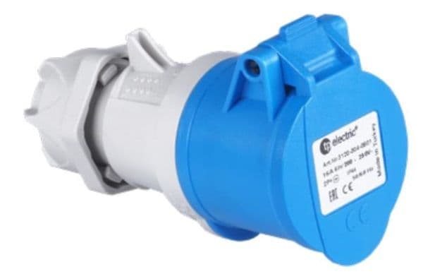 Fiche CEE femelle 4 x 32A 200 - 250Vac 9h Bleu IP44 avec raccords à visser vue 1