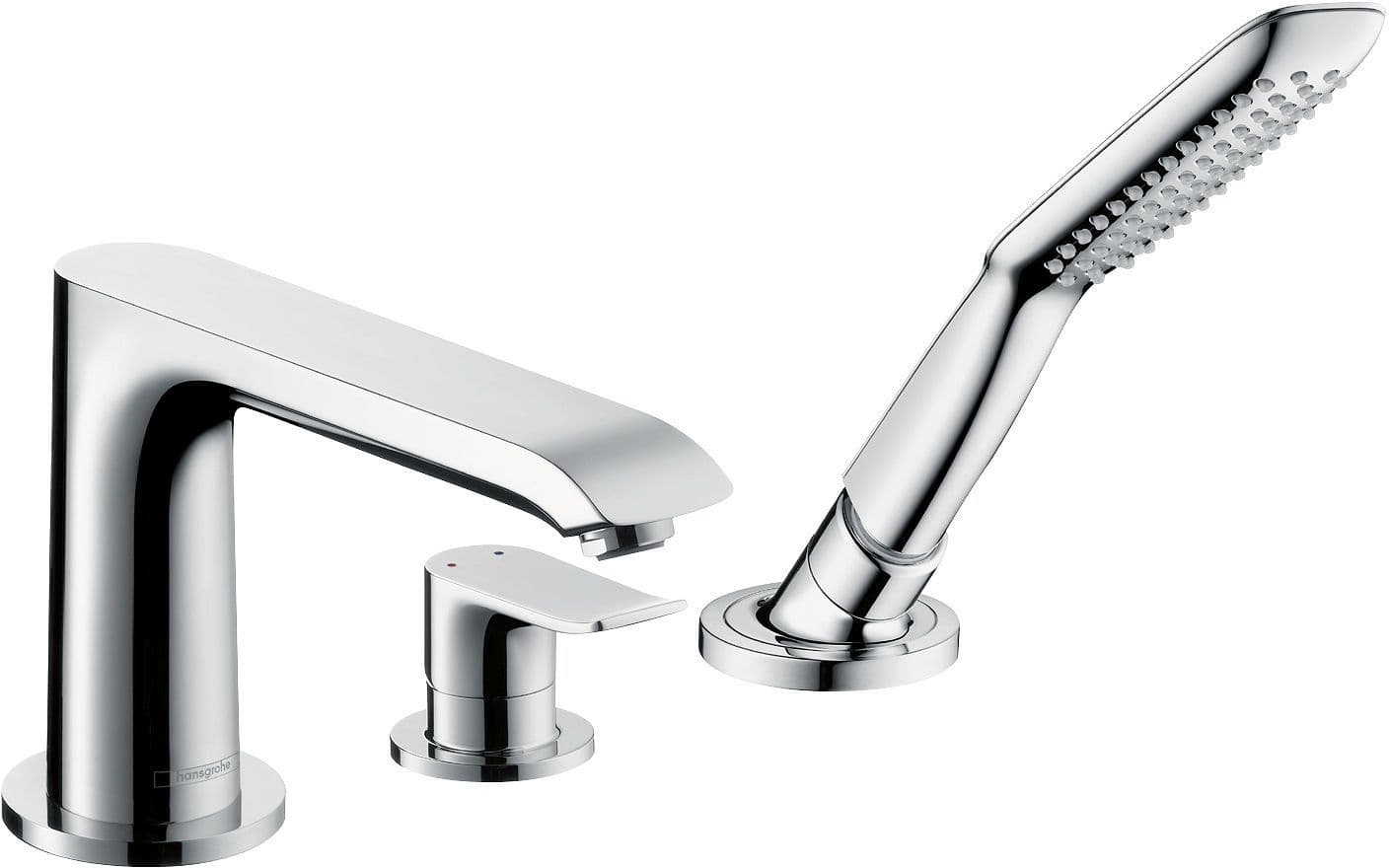 SET DE FINITION MELANGEUR DE BAIN 3 TROUS CARRELAGE METRIS HANSGROHE CHROME vue 1