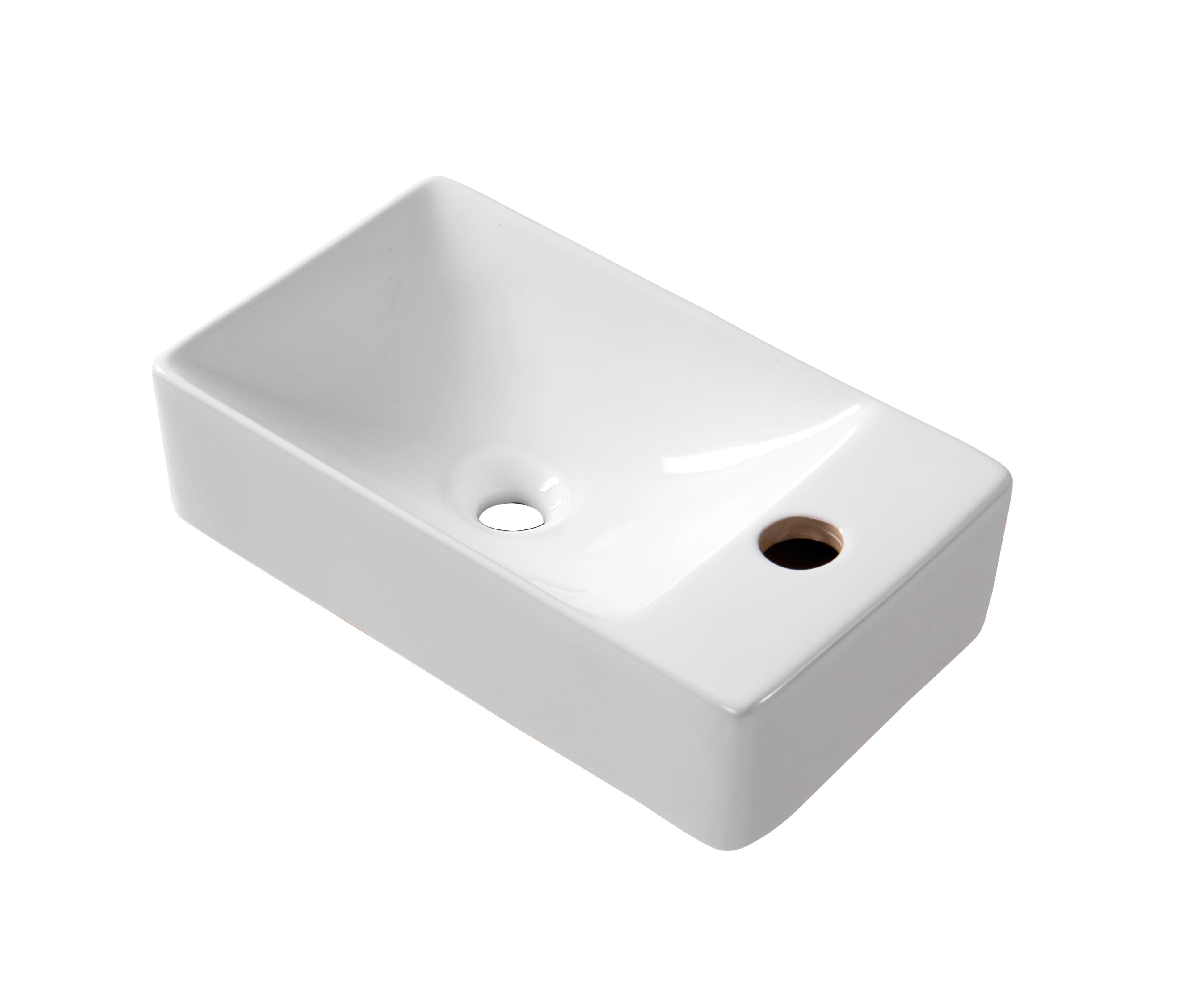 ALONI LAVE-MAINS – SANS TROP-PLEIN – TROU DE ROBINET À DROITE – CÉRAMIQUE – 38X10X22CM – BLANC BRILLANT vue 1