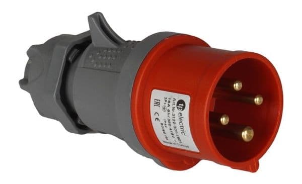 Fiche CEE mâle 4 x 32A 380 - 415Vac Rouge IP44 avec raccords à visser vue 1