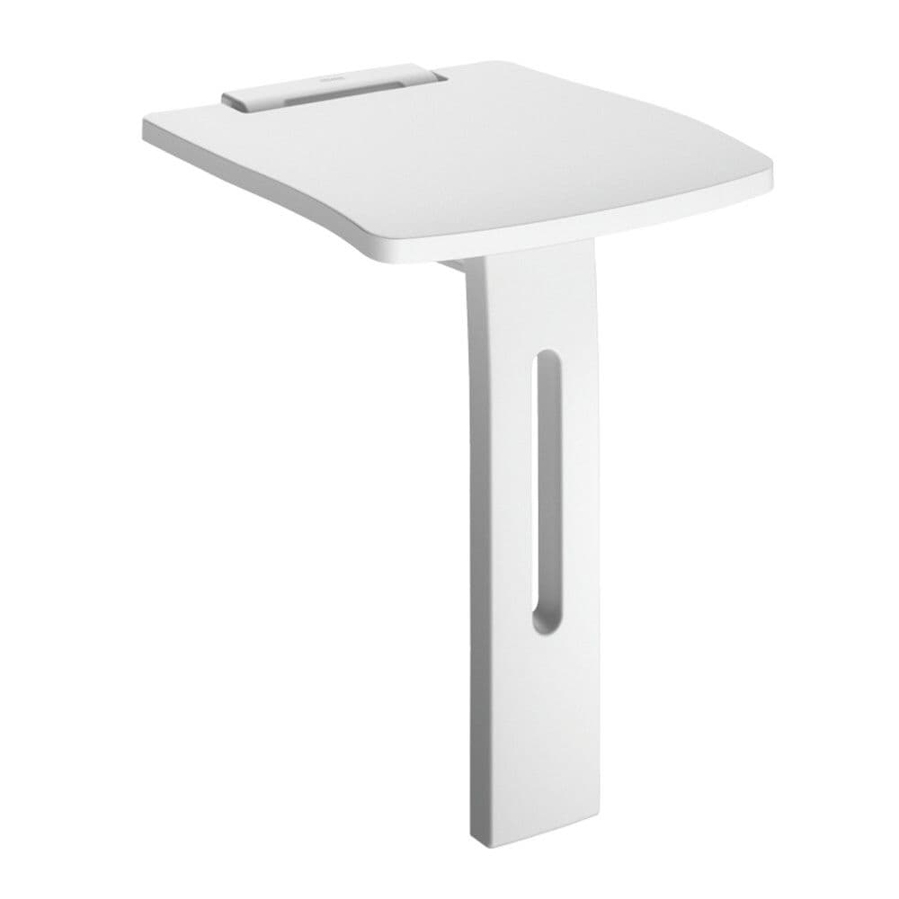 Delabie siège douche avec pied relevable 410 x 360 mm aluminium blanc vue 1