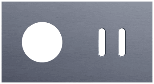 Plaque de recouvrement double, horizontale 71 mm d'entraxe, pour une fonction de prise de courant et une fonction de commutation double, Niko Rocker alu blue grey brushed vue 1
