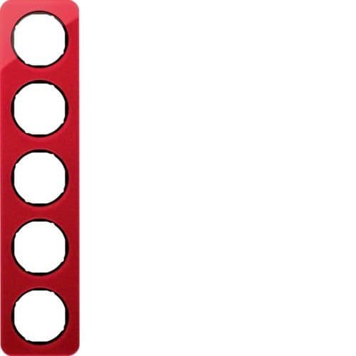 Plaque de recouvrement 5 postes R.1 acryl Rouge transparent / Noir vue 1
