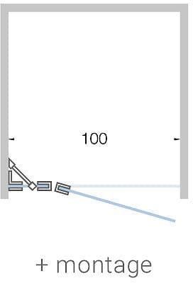 PORTE PIVOTANTE+PARTI FIX NICHE CLOSE <(><<)>100CM H200CM SATIN-INOX MAT AVEC MONTAGE vue 1