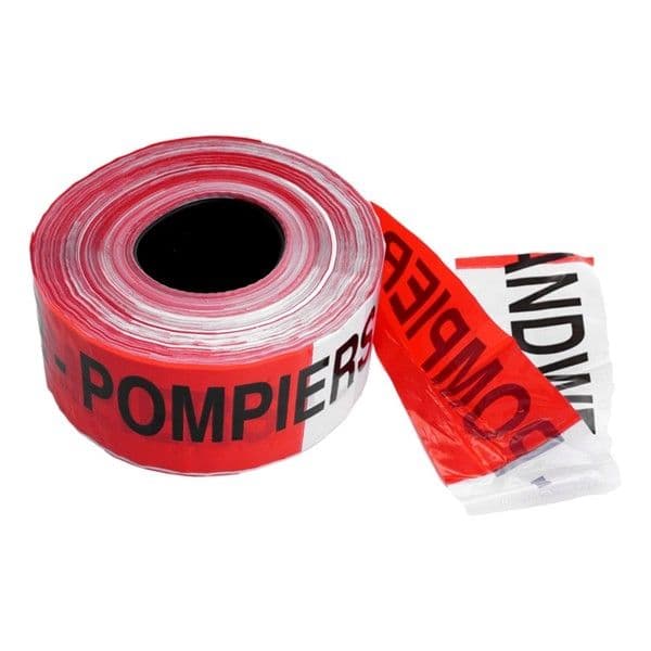Ruban de balisage super 80 x 500mm Rouge / Blanc 'pompier - brandweer' vue 1