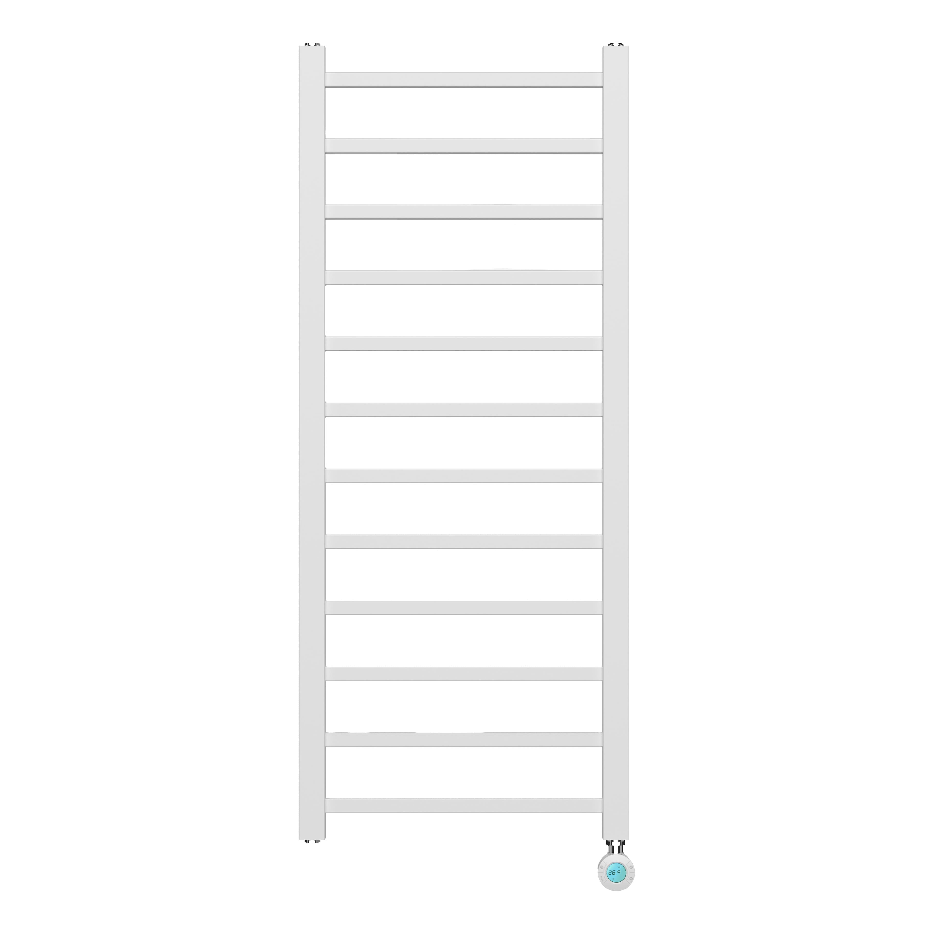 BELRAD SÈCHE-SERVIETTES ÉLECTRIQUE – AVEC THERMOSTAT NUMÉRIQUE PROGRAMMABLE – RACCORD À DROITE – 413W – 1200X500 MM – BLANC vue 1