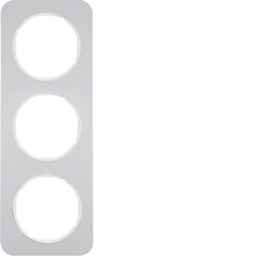 Plaque de recouvrement 3 postes Berker R.1 Alu / Blanc polaire vue 1