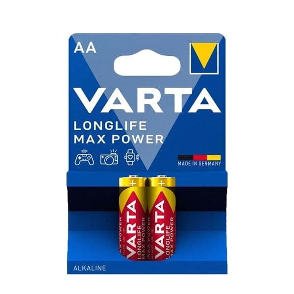 Blister de 2 piles alcaline Longlife Max Power Varta 1.5V LR06 - AA vue 1