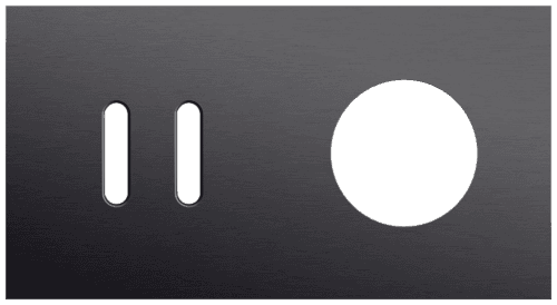 Plaque de recouvrement double, horizontale 71 mm d'entraxe, pour une fonction de commutation double et une fonction de prise de courant, Niko Rocker alu black brushed vue 1