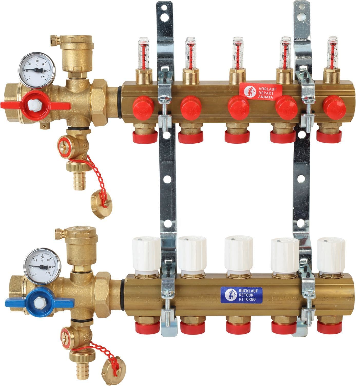 KOLLECTORSET VOOR VLOERVERWARMING MET DEBIETMETING GIACOMINI 4/4" 7X18AA vue 1