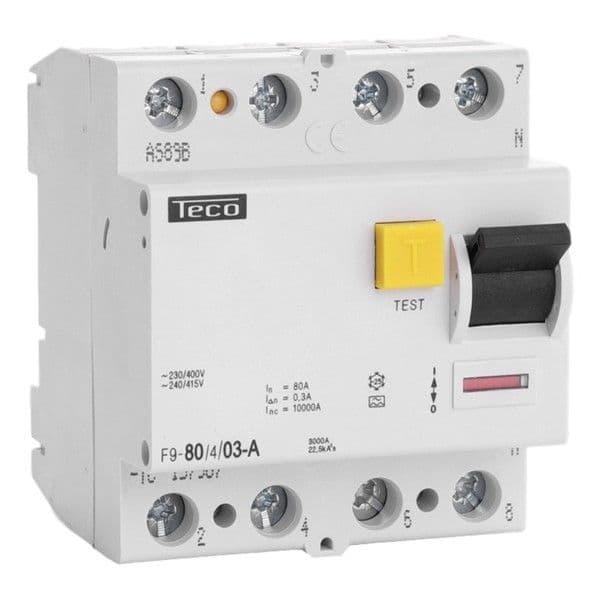 Interrupteur différentiel 4 pôles 80A 300mA type A pouvoir de coupure 10kA vue 1
