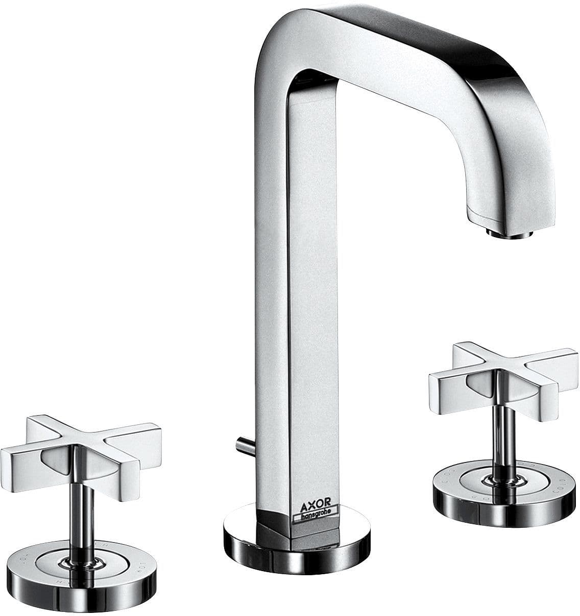 MELANGEUR LAVABO 3 TROUS CITTERIO 170 AXOR POIGNEE CROIX VIDAGE AUTOMATIQUE CHROME vue 1