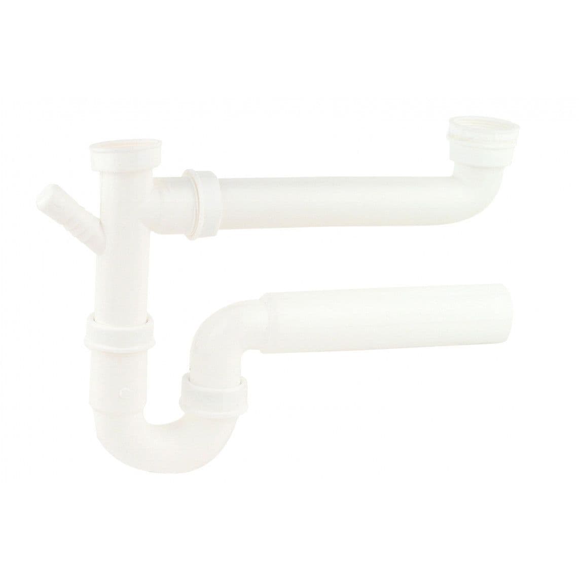 98833448 KS siphon tubulaire pour évier double, blanc, 1 1/2" F x 50 mm, avec 3/4" Raccordement de l'appareil vue 1