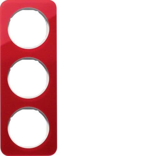 Plaque de recouvrement 3 postes R.1 acryl Rouge transparent / Blanc polaire vue 1