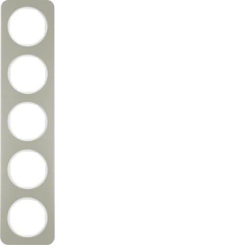 Plaque de recouvrement 5 postes Berker R.1 Inox / Blanc polaire vue 1