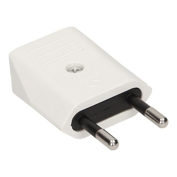 Fiche mâle 2 pôles / II, 2.5A / 250Vac, Blanc vue 1
