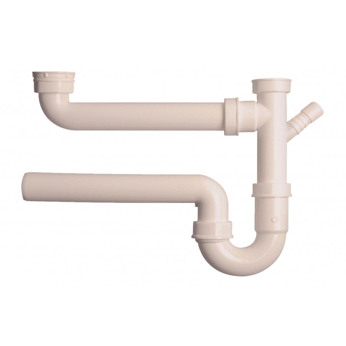 98833348 KS siphon tubulaire pour évier double, blanc, 1 1/2" F x 40 mm, avec 3/4" Raccordement de l'appareil vue 1