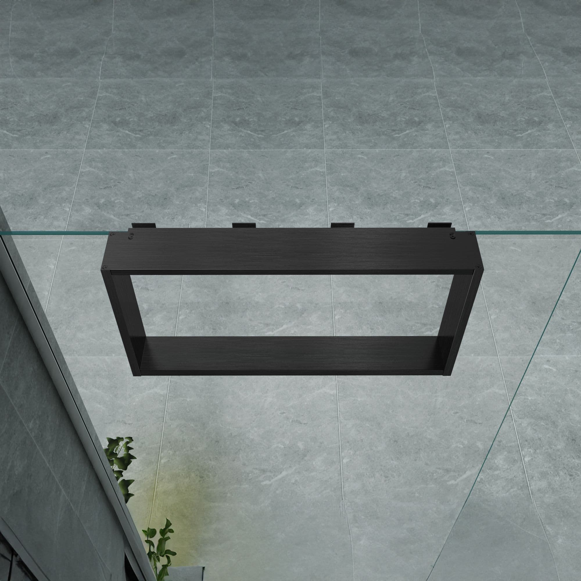 NICHE DE SURFACE POUR PAROI DE DOUCHE - 4 CROCHETS À SERVIETTES - ALUMINIUM - 60X30X8 CM - GUNMETAL vue 1