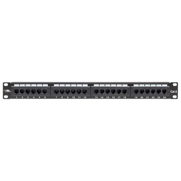 Logon patchpanel 1U cat6 non blindé 24 ports - Noir - Krone vue 1