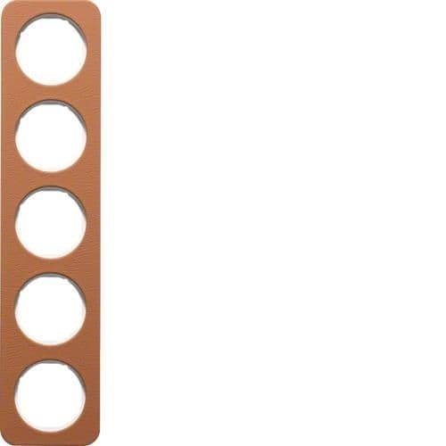 Plaque de recouvrement 5 postes R.1 Cuir Bruin / Blanc polaire vue 1