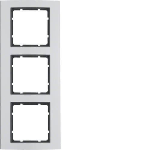 Plaque de recouvrement 3 postes Berker B.3 Alu, Alu / Anthracite vue 1