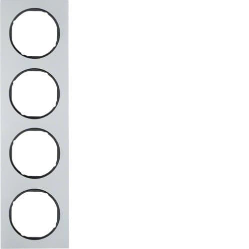 Plaque de recouvrement 4 postes Berker R.3 Alu / Noir vue 1