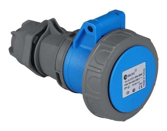 Fiche CEE femelle 3 x 32A 220 - 240Vac Bleu IP67 avec raccords rapides vue 1