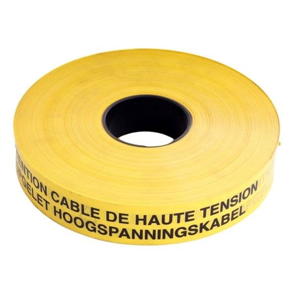 Ruban avertisseur 0,15mm x 40mm x 250m Jaune / Noir 'attention câble HT' vue 1