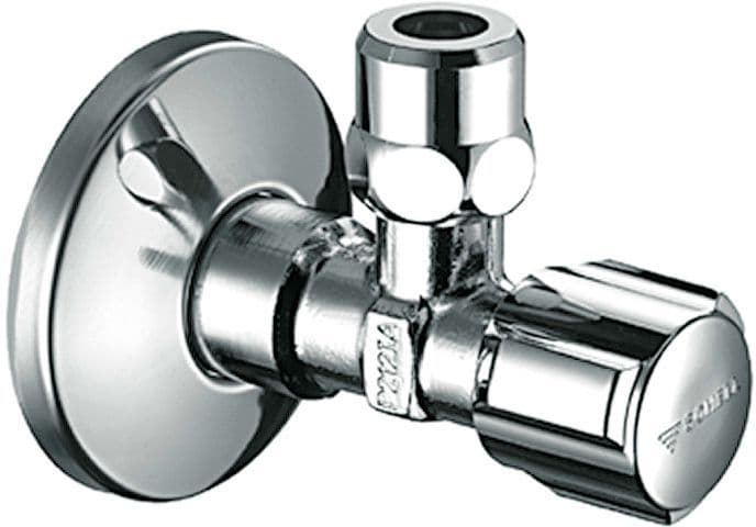 ROBINET D'ARRÊT EQUERRE SCHELL AVEC ROSACE 3/8"-10MM +TEFLON CHROME vue 1