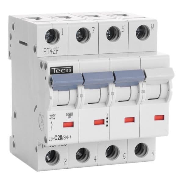 Disjoncteur 3 pôles + N 20A 4,5kA courbe C vue 1
