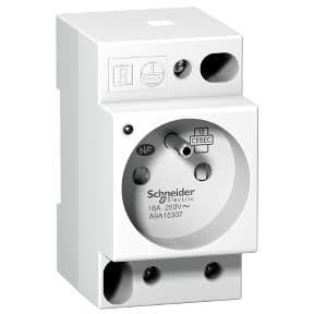 Prise de courant modulaire 16A 2 pôles + T avec voyant standard français 250V vue 1