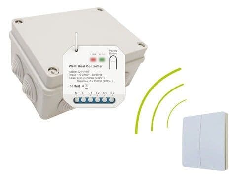 Boîtier étanche IP66 - 2 contacts avec gestion à distance RF + Wifi vue 1