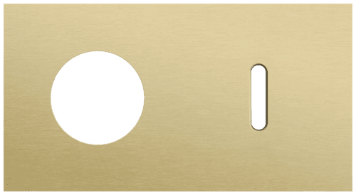 Plaque de recouvrement double, horizontale 71 mm d'entraxe, pour une fonction de prise de courant et une fonction de commutation simple, Niko Rocker alu gold brushed vue 1
