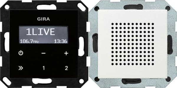 Radio RDS encastrée avec un haut-parleur Blanc satiné module rapporté de commande en optique verre vue 1