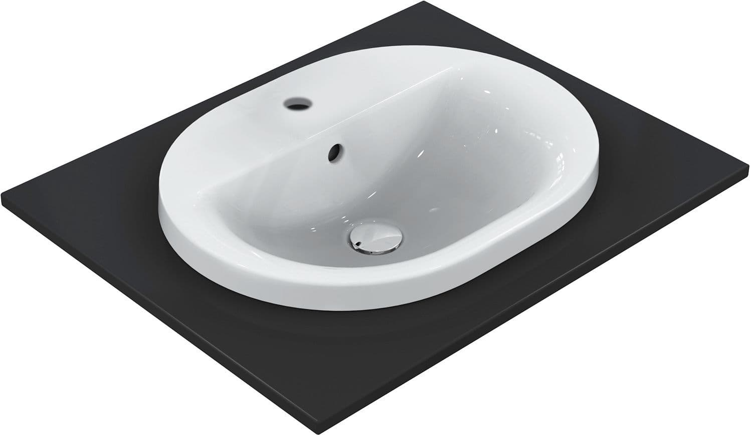 VASQUE A ENCASTRER CONNECT IDEAL STANDARD 550X430MM +TROU ROBINET/TROP-PLEIN BLANC vue 1
