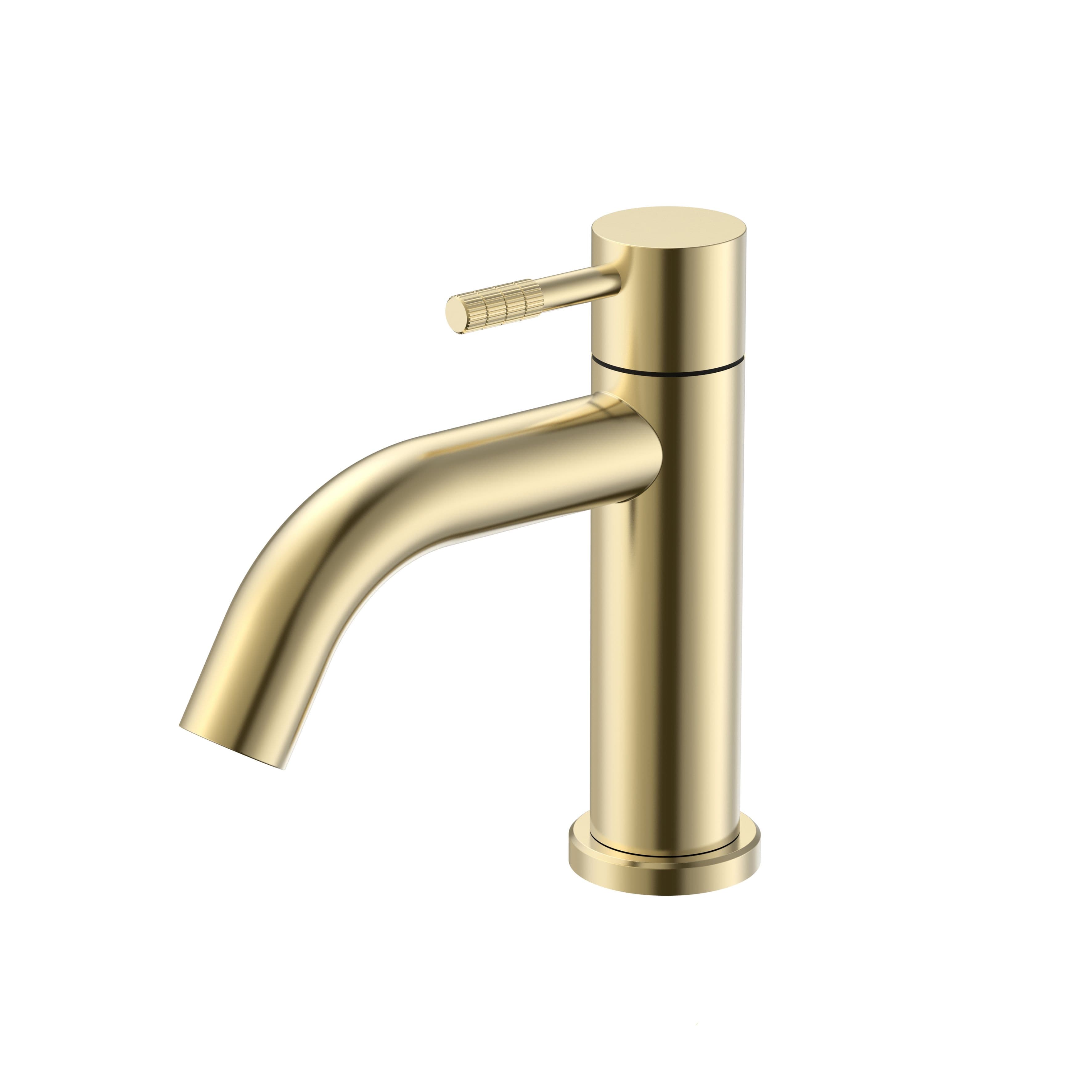 STRIA ROBINET EAU FROIDE – POIGNÉE AVEC STRUCTURE STRIÉE RAFFINÉE – SANS BONDE – OR BROSSÉ (PVD) vue 1