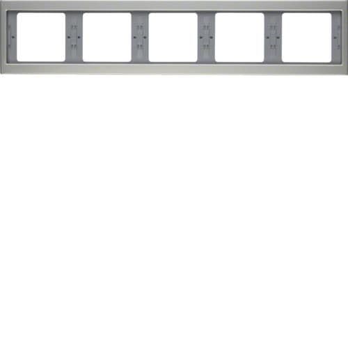 Plaque de recouvrement 5 postes pour montage horizontal Berker K.5 Inox vue 1
