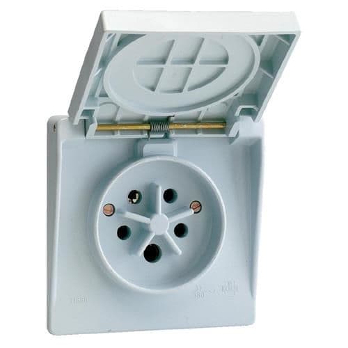 Prise étoile semi - étanche 3 pôles + N + T 32A IP44 Gris vue 1