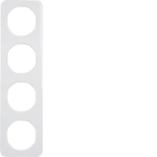 Plaque de recouvrement 4 postes Berker R.1 Blanc polaire, brillant vue 1