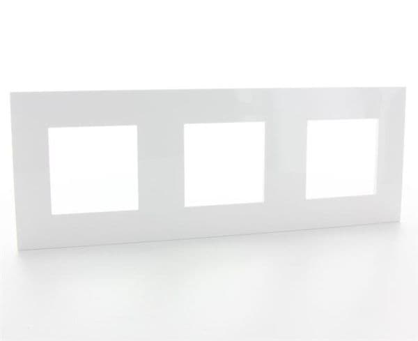 Valena plaque 3 postes horizontal - vertical entraxe 71mm Blanc Rose en Or vue 1