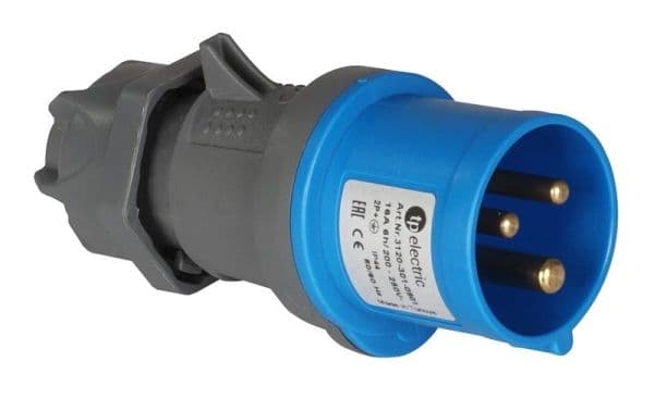 Fiche CEE mâle 3 x 32A 220 - 240Vac Bleu IP44 avec raccords à visser vue 1