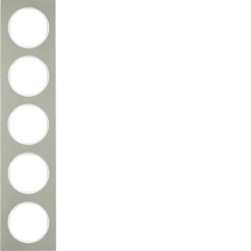 Plaque de recouvrement 5 postes Berker R.3 Inox / Blanc polaire vue 1