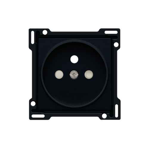 Set de finition pour prise de courant avec broche de terre et obturateurs de protection, profondeur d’encastrement de 21 mm, couleur black coated vue 1
