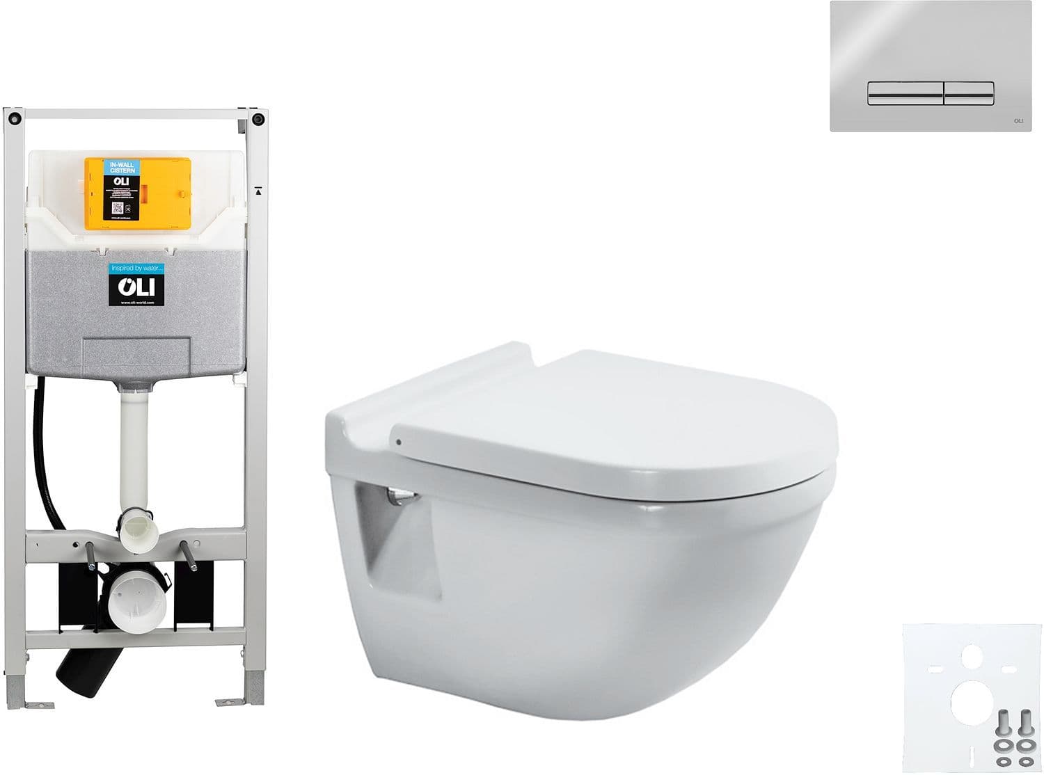 WALLFIX OLI WC SUSPENDU STARCK 3 DURAVIT GLAM BRILLANT CHROME vue 1