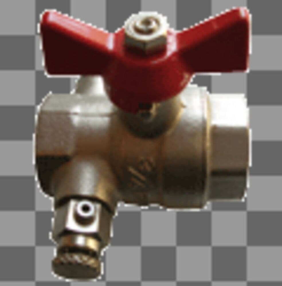robinet à bille avec purgeur passage intégral manette papillon 1/2"FF vue 1