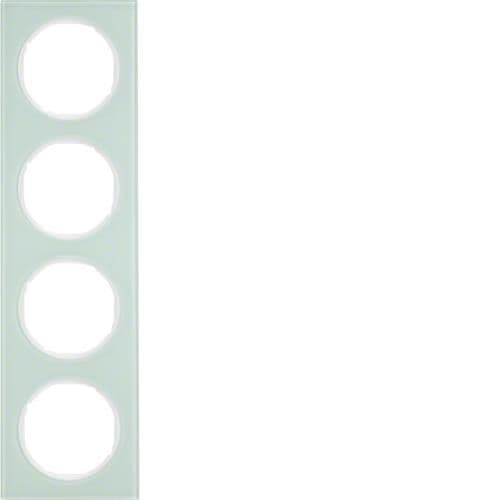 Plaque de recouvrement 4 postes Berker R.3 Verre, Blanc polaire vue 1