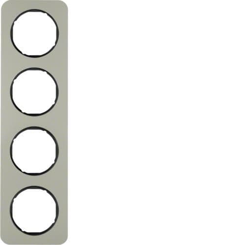 Plaque de recouvrement 4 postes Berker R.1 Inox / Noir vue 1